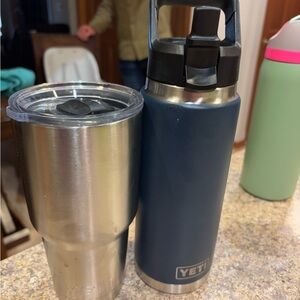 YETI Silver and Blue Drinkware Duo bundle lot